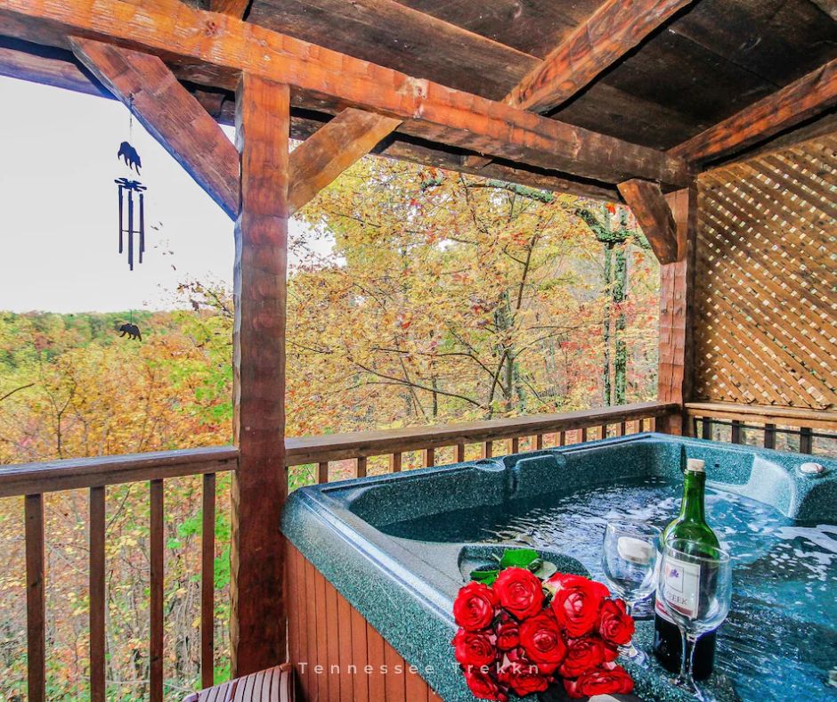 Smoky’s Mountain View Cabin: After a long day, soak in the HOT TUB while taking in those beautiful mountain views. 