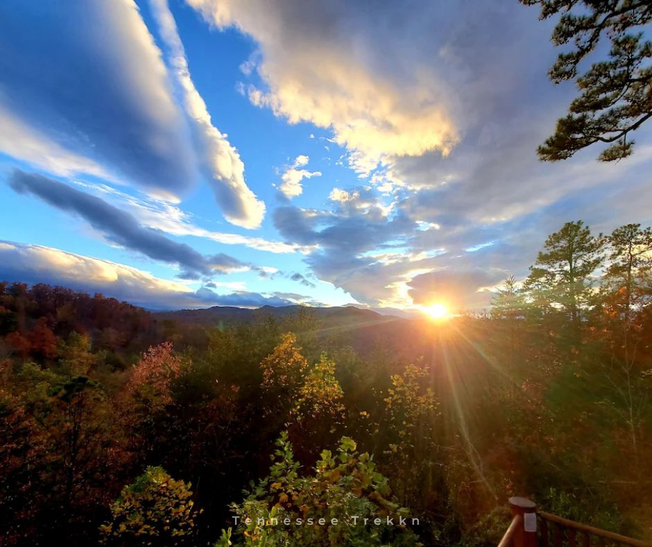 Dancing Bear Retreat Luxury Lodge: Certainly the perfect way to start your day with a stunning sunrise over the Smoky Mountains.