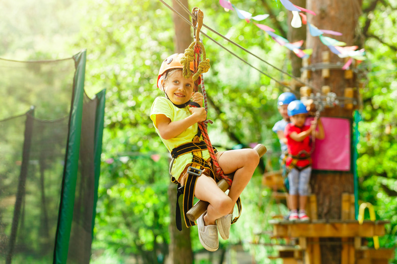 Sun Outdoors Camp Sites in Pigeon Forge.  Aerial Park at campground in the Smoky Mountains, Tennessee