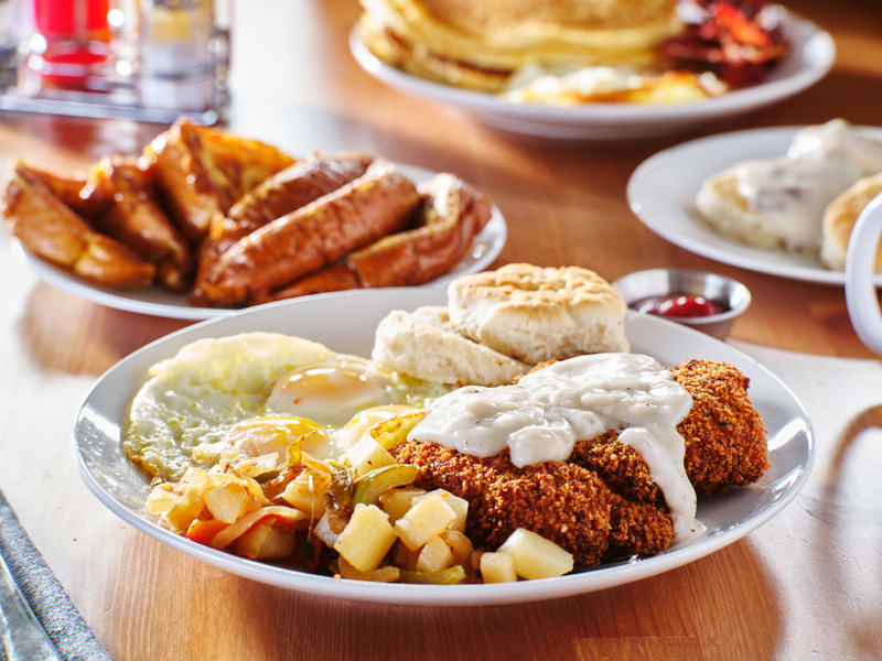 Biscuits, Chicken, and gravy.  Pigeon Forge, Tennessee Breakfast