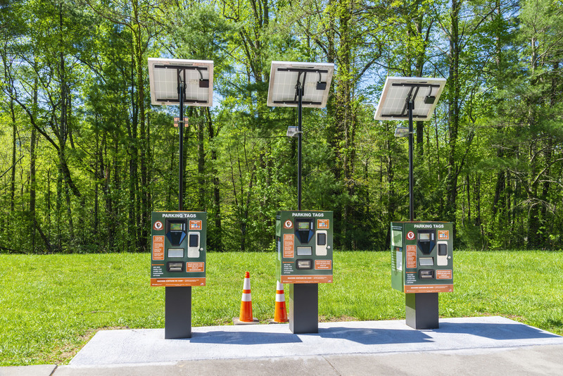 Parking Tags kiosk at the entrance to Cades Cove