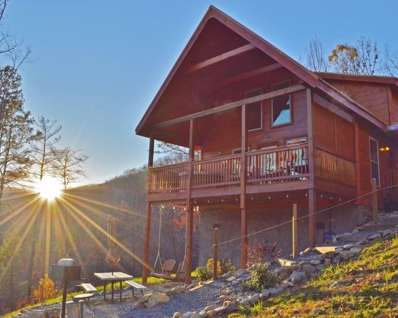 Sunrise by cabin in the Smoky Mountains