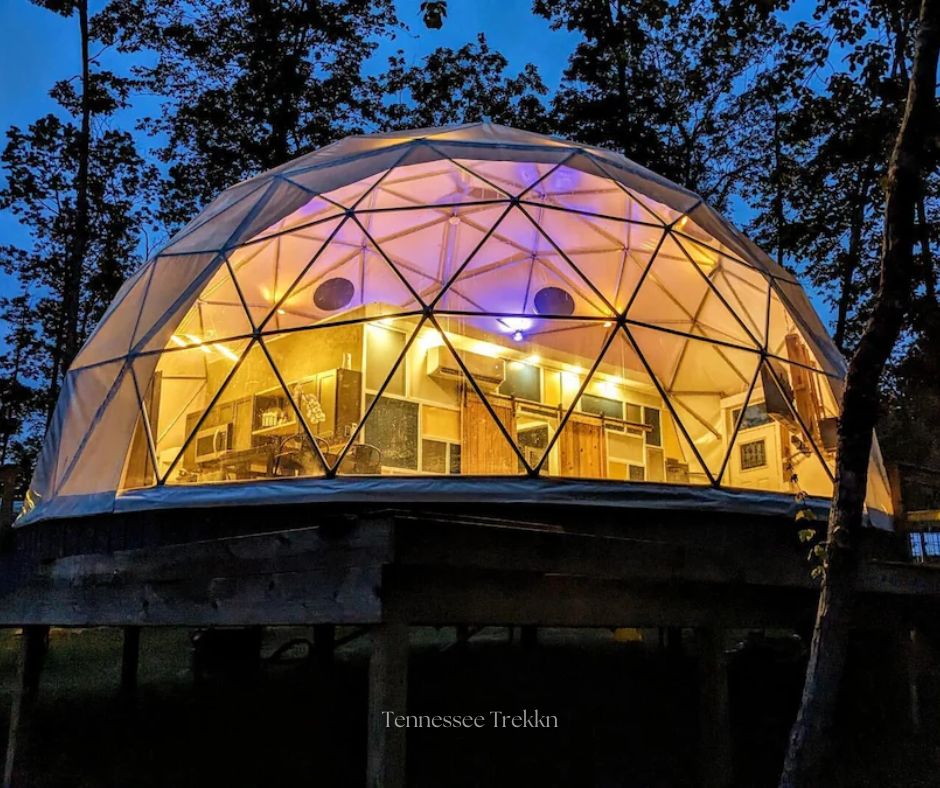 Stay in this stunning dome, beautifully lit up under the night sky. Book your stay HERE!