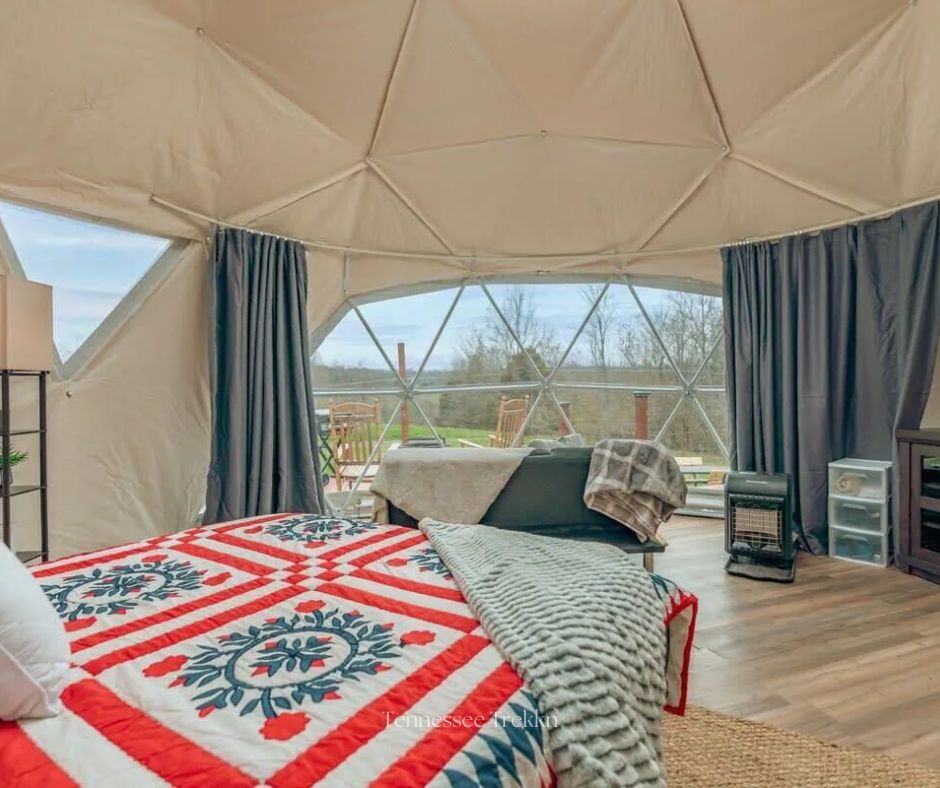 Wake up to beautiful views right from your cozy bed in this off-grid retreat. Tennessee Glamping; Book your stay HERE!