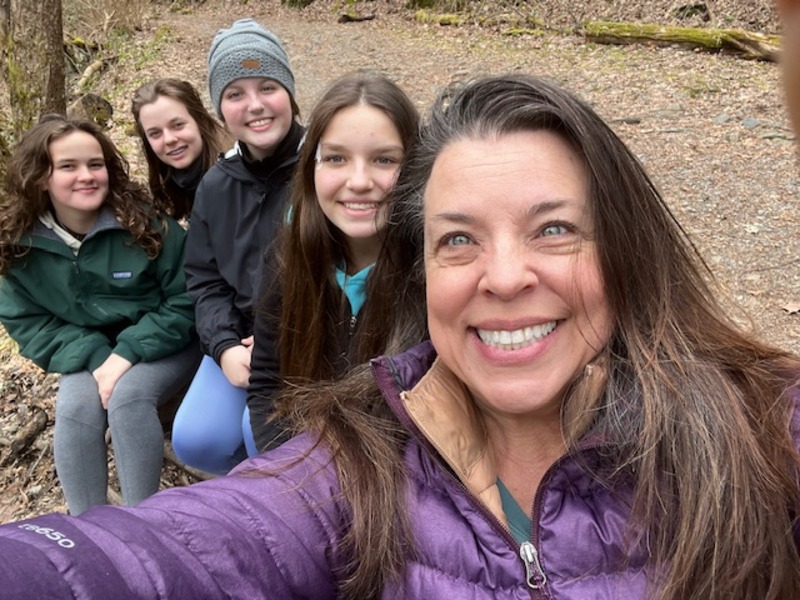 Me!  Hiking with my nieces, and my daughter in the Smoky Mountains. 