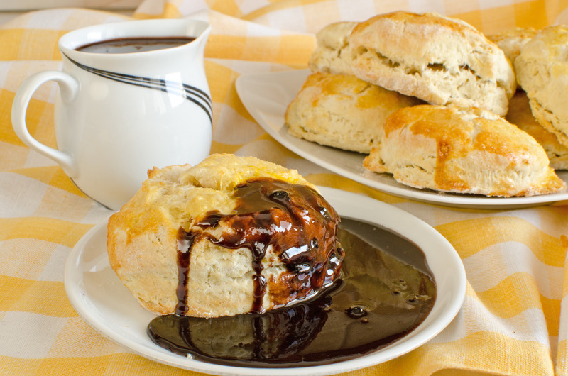 Chocolate Gravy and Biscuits, Breakfast in PIgeon Forge, Tennessee