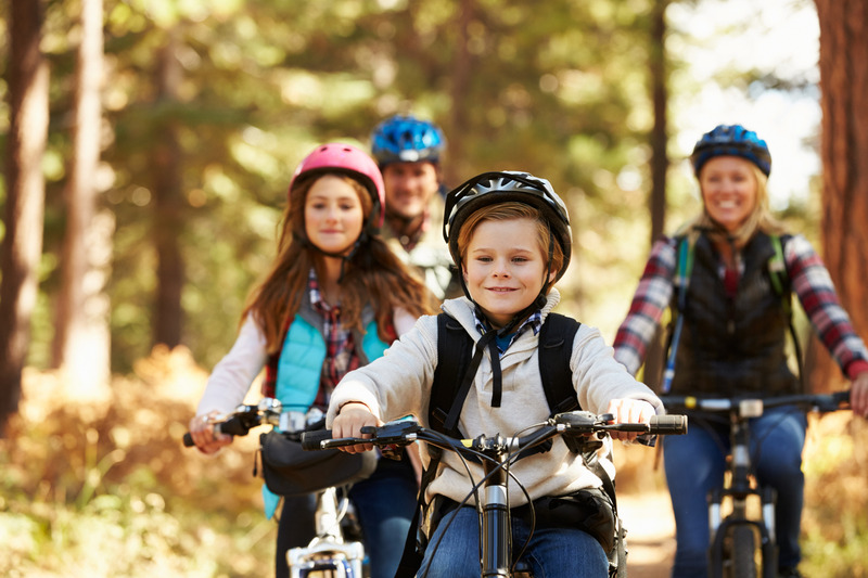 Historical Bike Trail in Townsend, TN. family on bikes