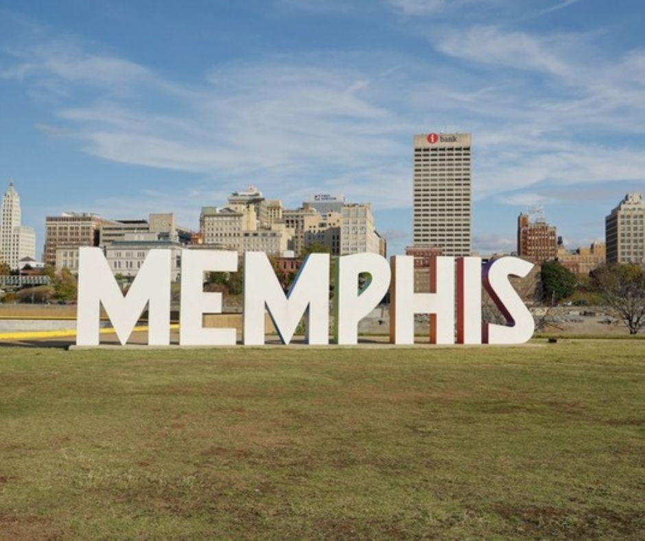 Memphis sign, Bicentennial sign on Mud Island