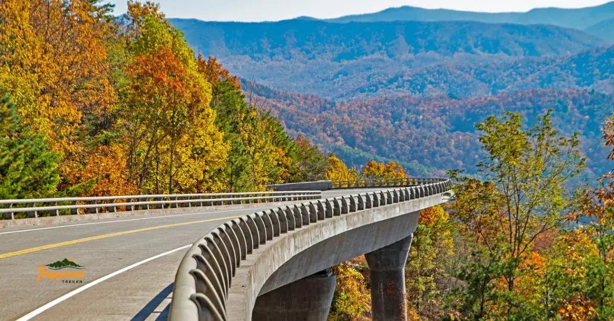 Tennessee travel guide cover showing a scenic bridge drive in the Smoky Mountains.
