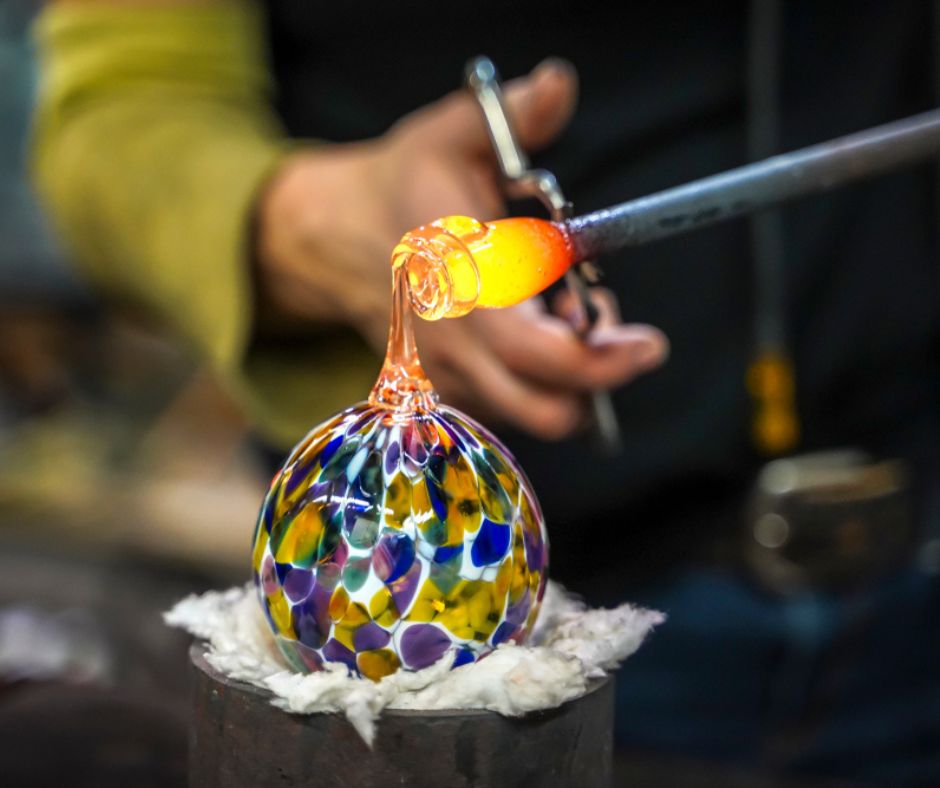 Glass blowing.  Enjoy glass blowing at Pretentious in downtown Knoxville.  Knoxville 3 day history itenerary.