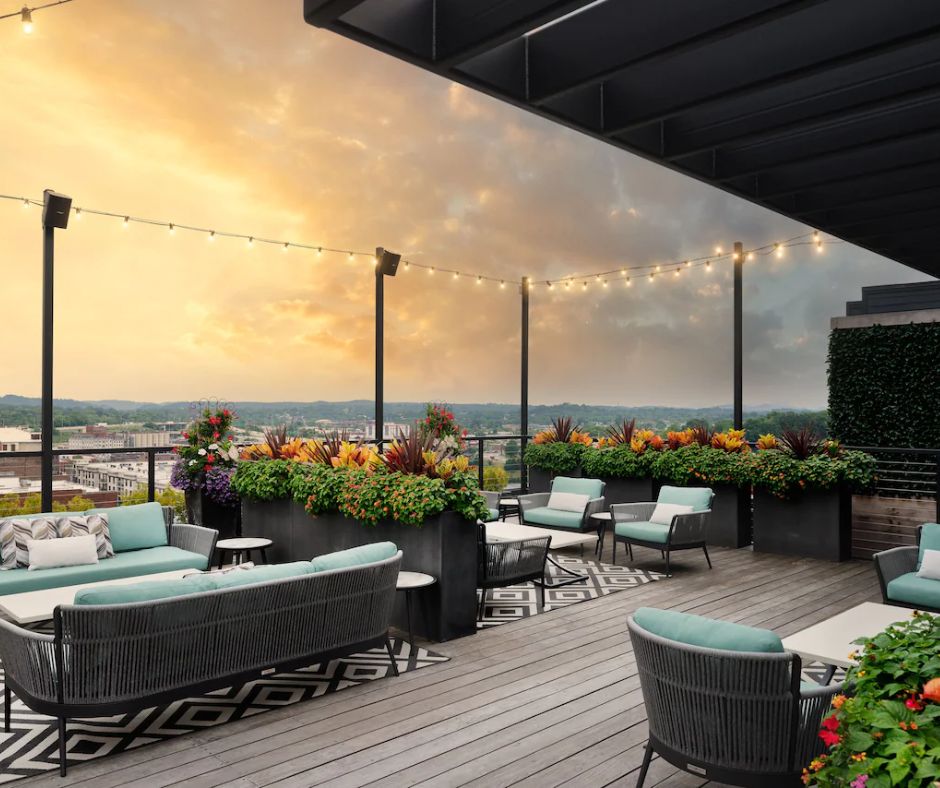 Hyatt Place Rooftop Bar seating area