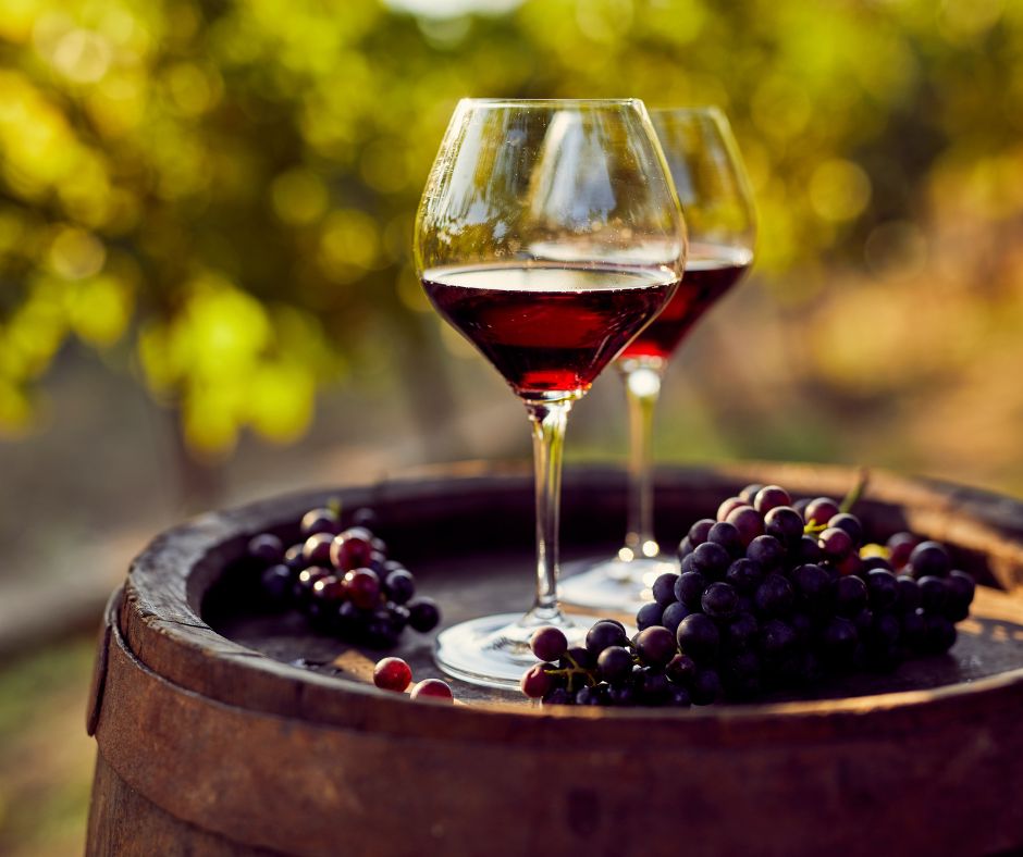 Wine Glasses on barrel. Explore Tennessee Wine