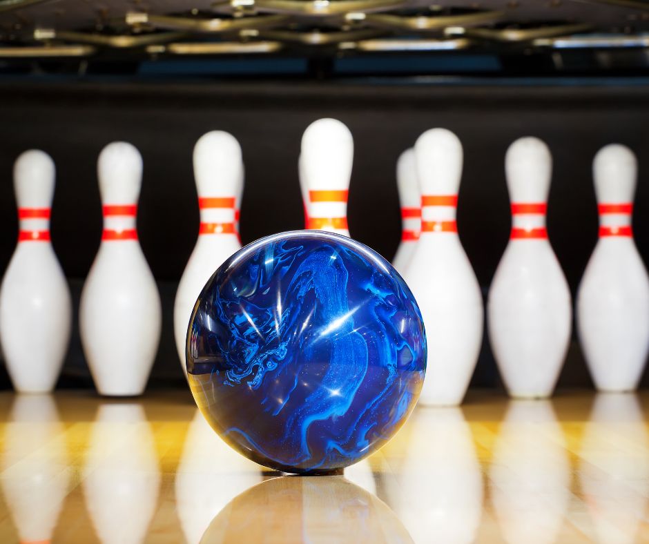 Bowling ball and pins; bowling at Maple Hall downtown Knoxville