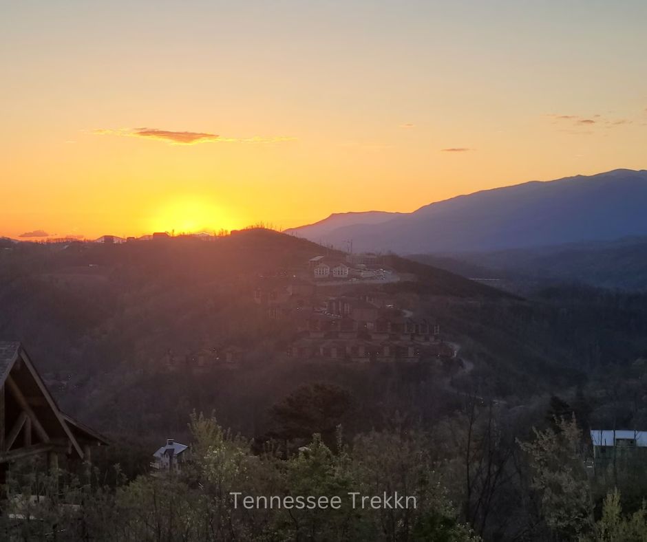 Sunrise view over the Smoky Mountains from Mountain Oasis cabin in Gatlinburg