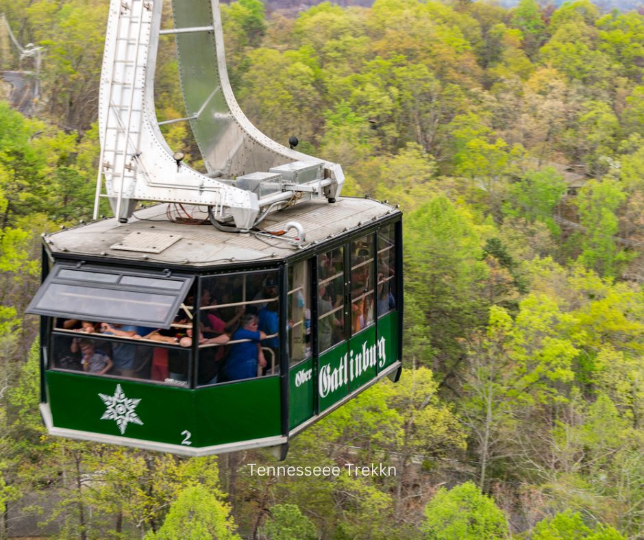 Ober Gatlinburg tram with scenic mountain views.