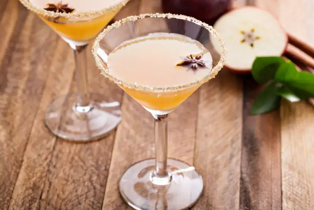 Caramel Apple Martini made with moonshine - perfect for enjoyiing in the fall.