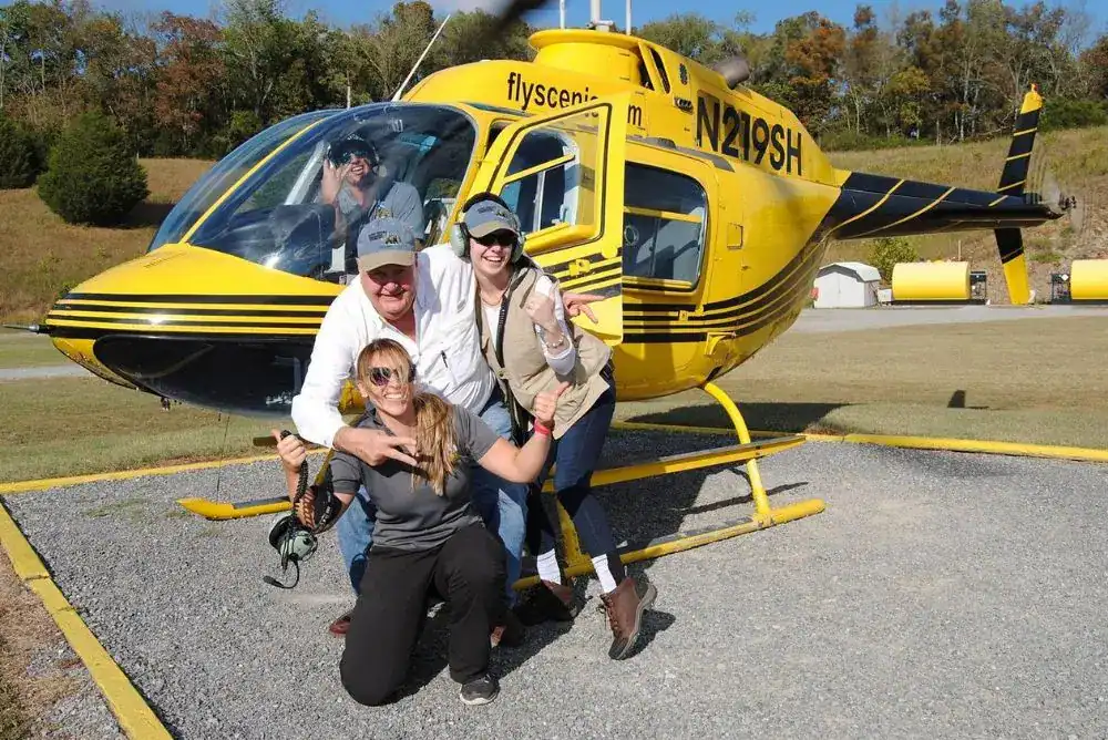 Helicopter rides in the Smokies – Ridge Runner tour with pilot and riders in Pigeon Forge



