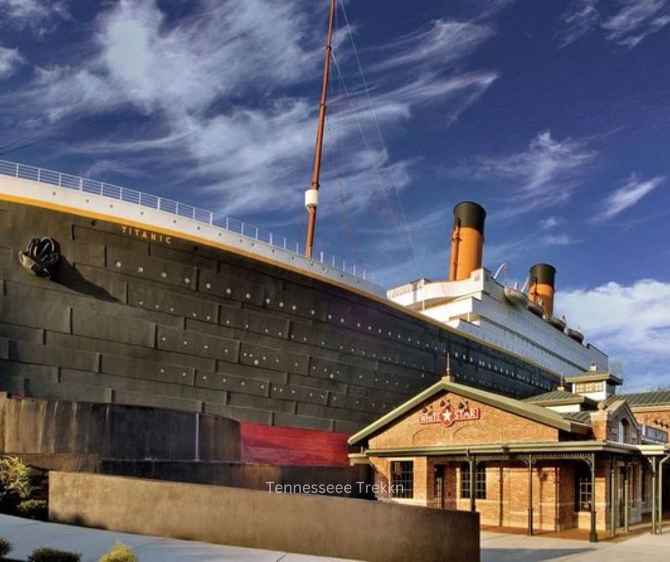 Exterior view of the Titanic Museum in Pigeon Forge, showcasing its impressive ship-like structure.