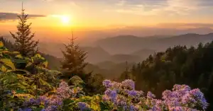 Sunrise over the Smoky Mountains, highlighting the best views and outdoor things to do in East Tennessee.