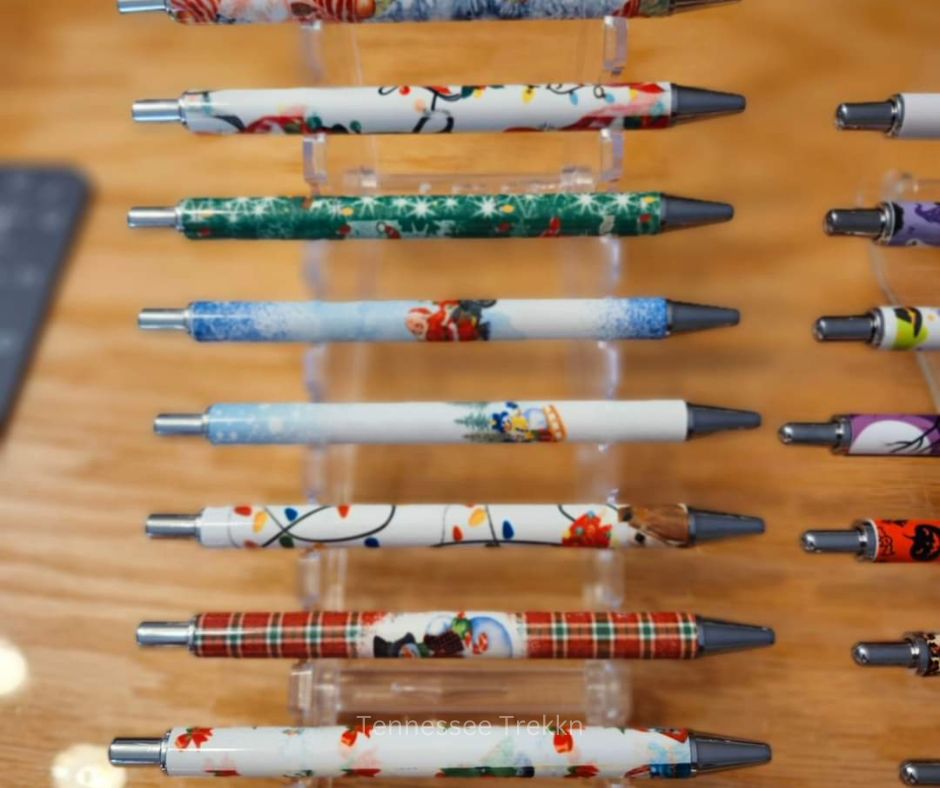 Custom pens from Handmade Inspirations, featuring fun designs and perfect as stocking stuffers or thoughtful gifts.