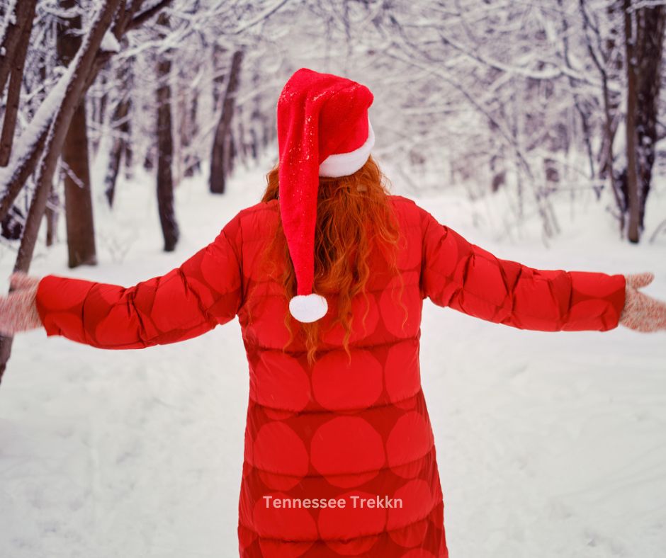  Miscellaneous Images - Girl in Santa Hat Hiking in Smoky Mountains Christmas-Time