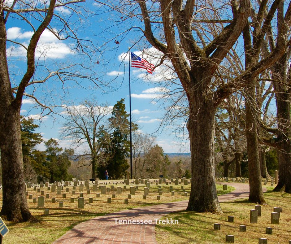 Serene cemetery at Shiloh National Military Park, honoring soldiers from the Civil War.