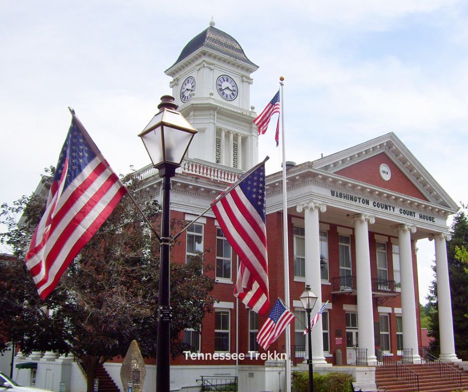 The historic Washington County Courthouse in Jonesborough, Tennessee, a stunning landmark and centerpiece of Tennessee’s oldest town.