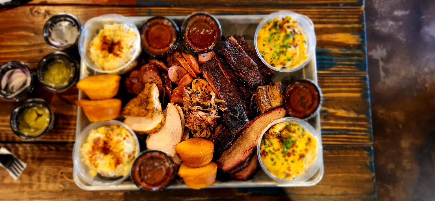 Platter of a little bit of everything youll find at the world championship cooking contest at Memphis in May.