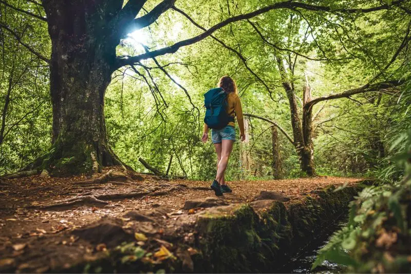 Woman hiking with a backpack—trail-ready outdoor gifts for Mom that inspire her next adventure.