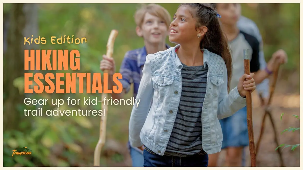 Kids hiking in the woods. Hiking Essentials for kids are a must for safe and fun adventures.