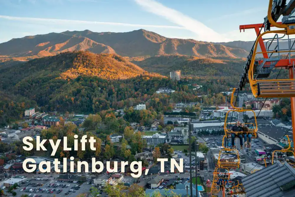 Gatlinburg SkyPark SkyLift carrying visitors up the mountain – Smoky Mountains attraction

