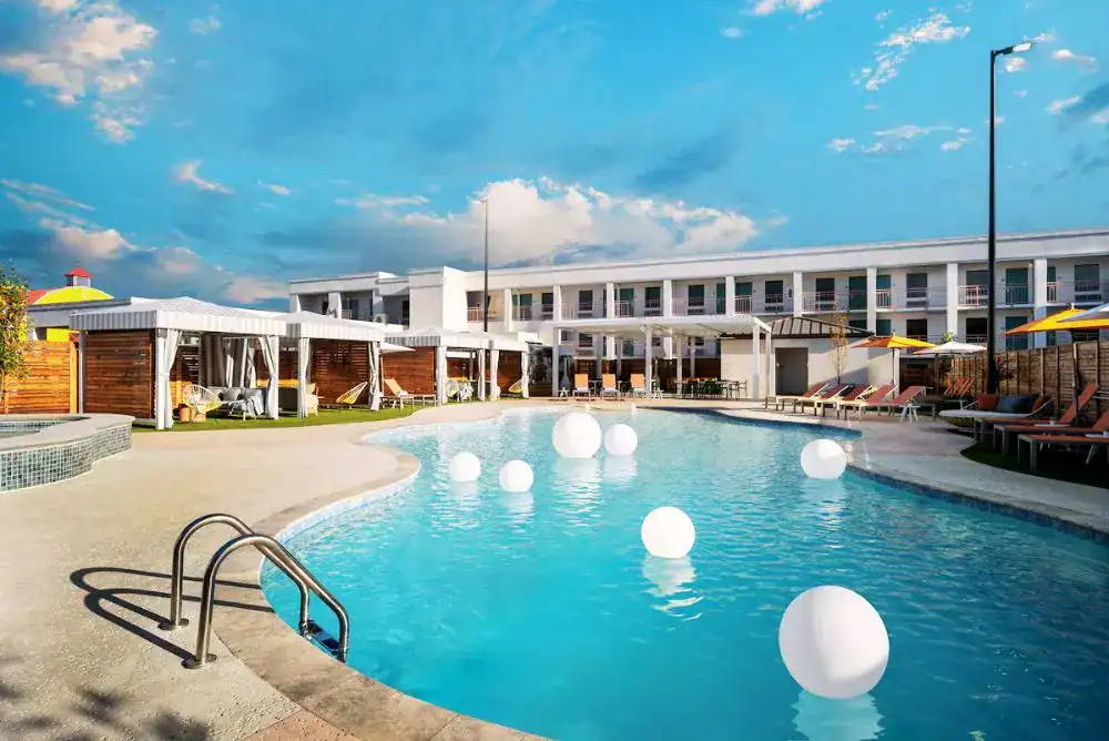 Pool area for relaxing day at a Pigeon Forge hotel.
