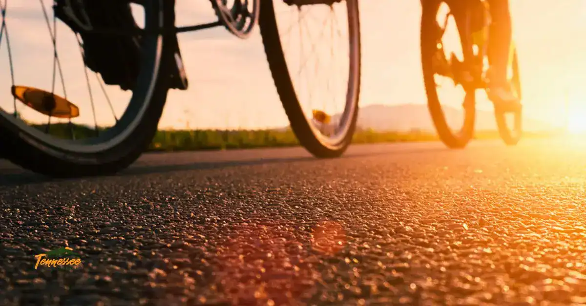 Image of Bikers biking in the Smoky Mountains in the Cades Cove Loop on Vehicle free days.