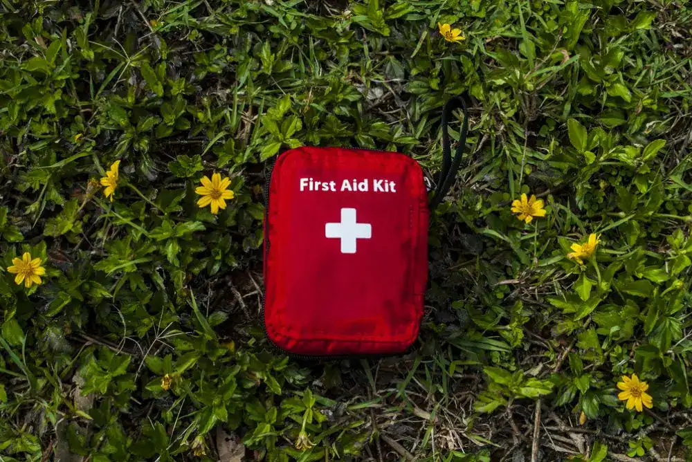 Camping first aid kit as part of must-have camp kitchen essentials and outdoor gear