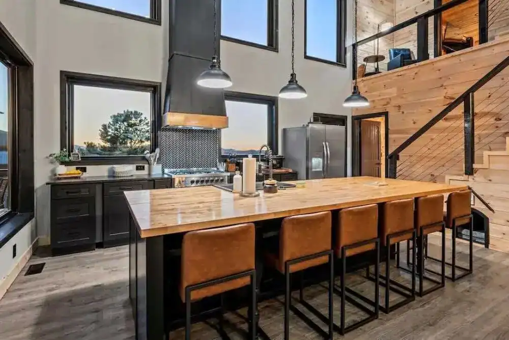Spacious kitchen inside Mt Sunshine Cabin, a Smoky Mountain rental in Cosby TN