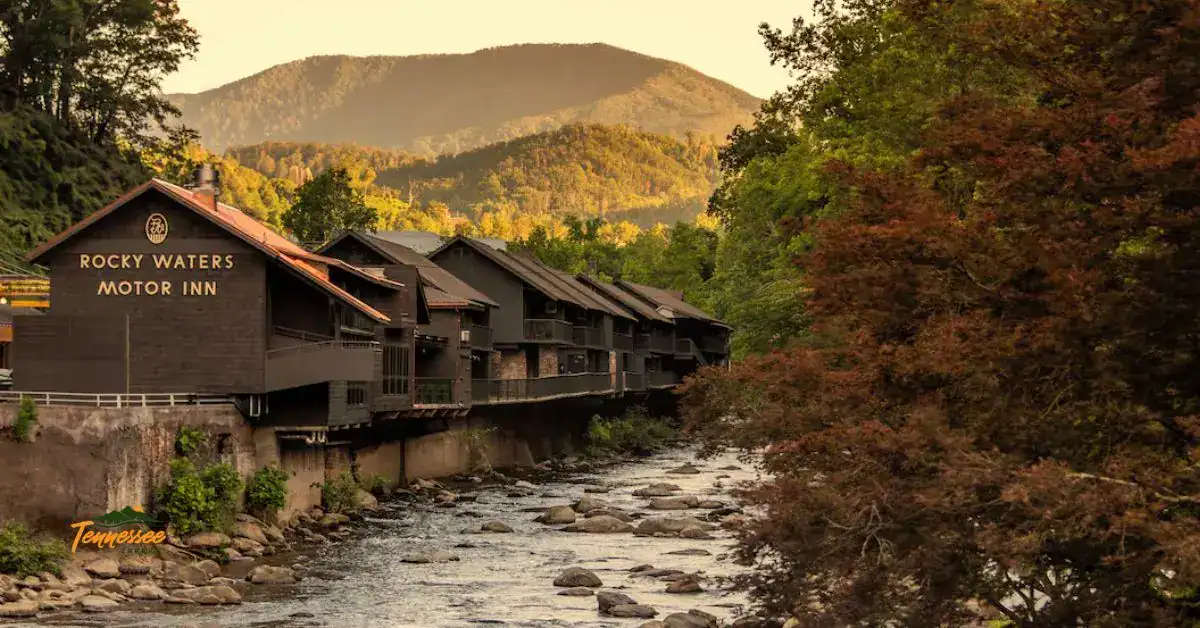 Rocky Waters Motor Inn along the Pigeon River in Gatlinburg, TN.