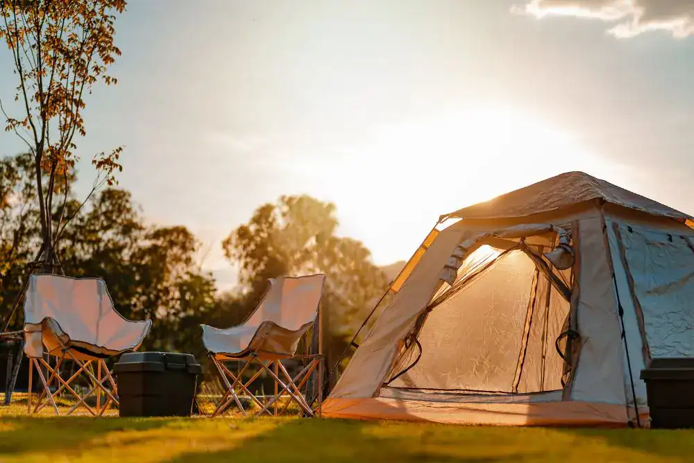 Tent campsite set up in Townsend TN.