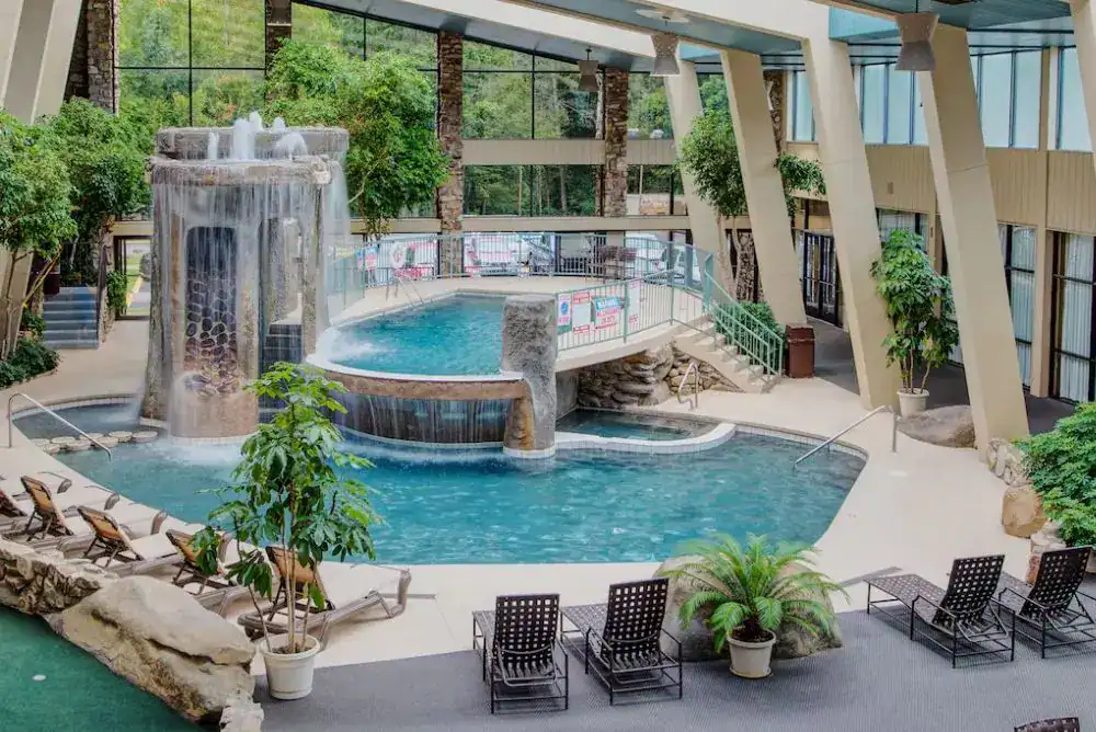 Glenstone Lodge indoor pool area in Gatlinburg TN