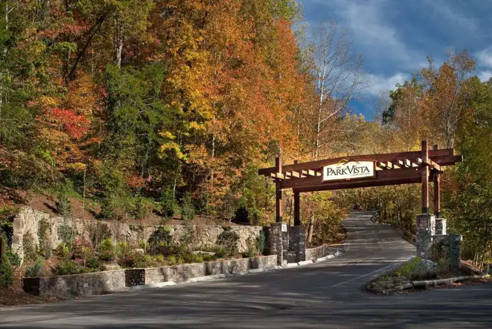 Fall colors surrounding The Park Vista hotel in Gatlinburg TN