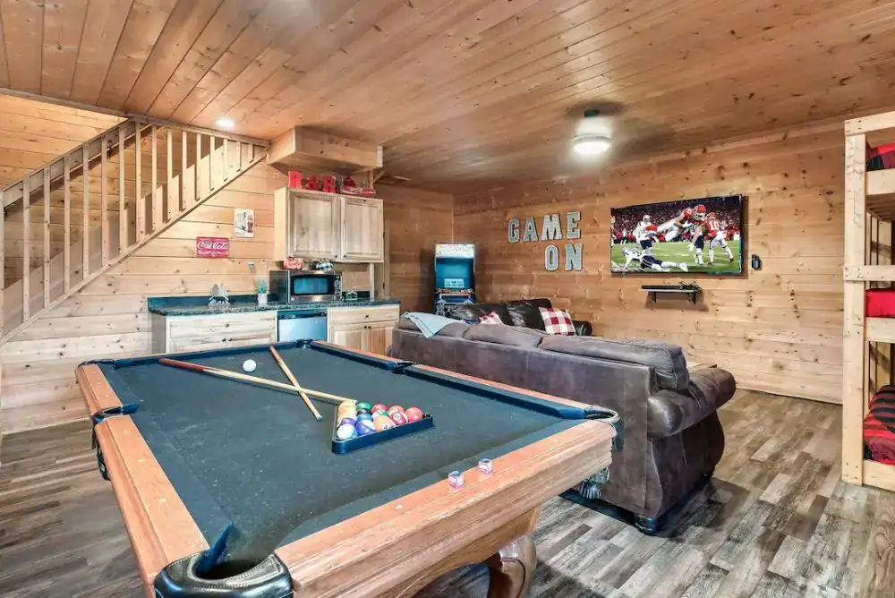 Cabin game room - perfect for holiday fun.