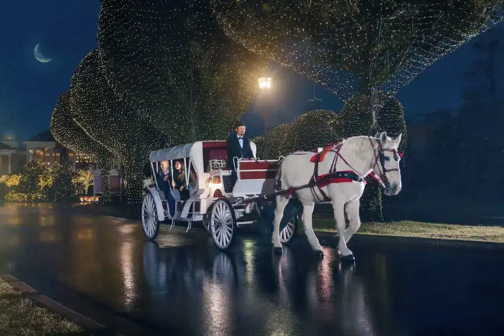 Horse-drawn carriage ride at Christmas at Gaylord Opryland Hotel 