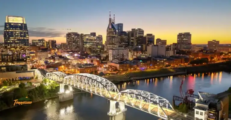 Downtown Nashville featured as the cover image for a Tennessee travel guide with tips and information for planning your Tennessee vacation trip.