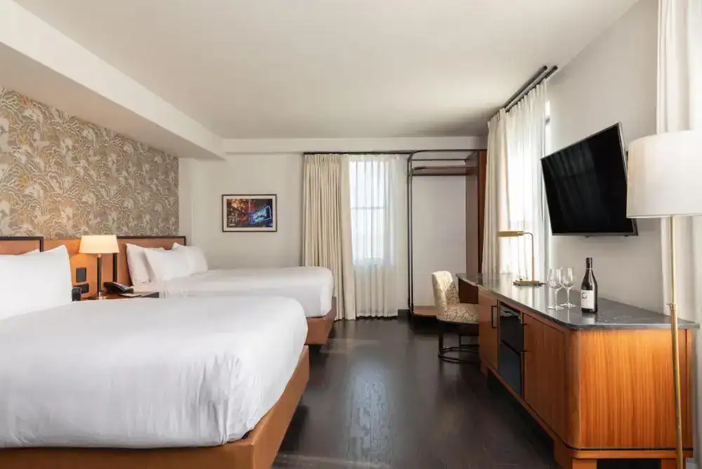 Hotel double queen room at Holston House in Nashville TN. 