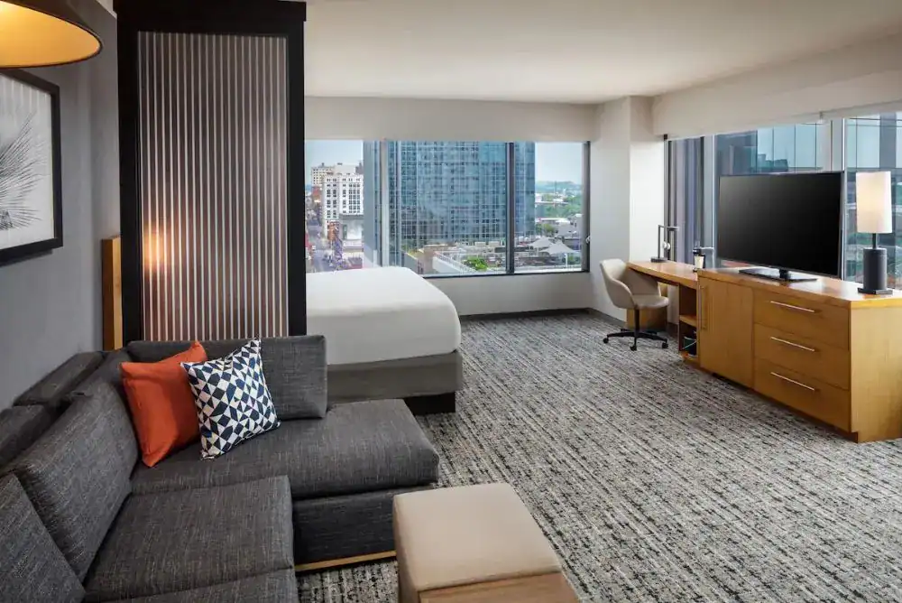 King bed room at Hyatt Place in downtown area. 