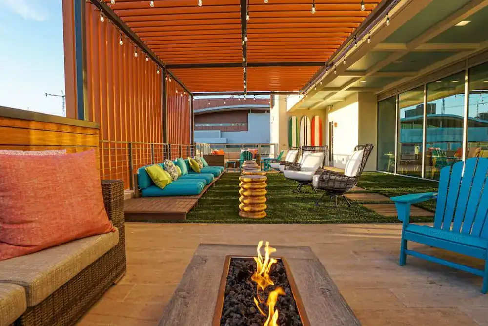 cozy outdoor area in margaritaville hotel. 