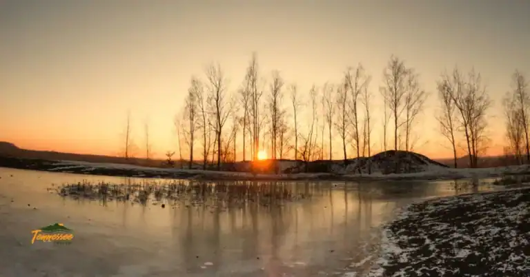 Beautiful winter sunrise at one of state parks in TN. Perfect for enjoying winter camping.