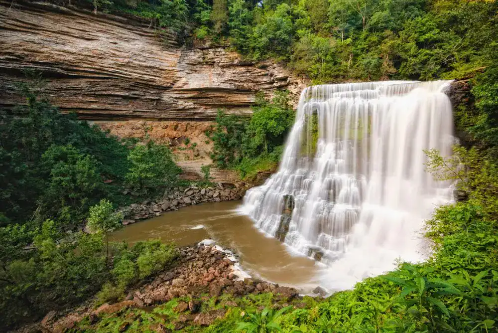 Burgess Falls at Burgess Falls State Park in Sparta Tennessee - fun waterfall hike with big rewards
