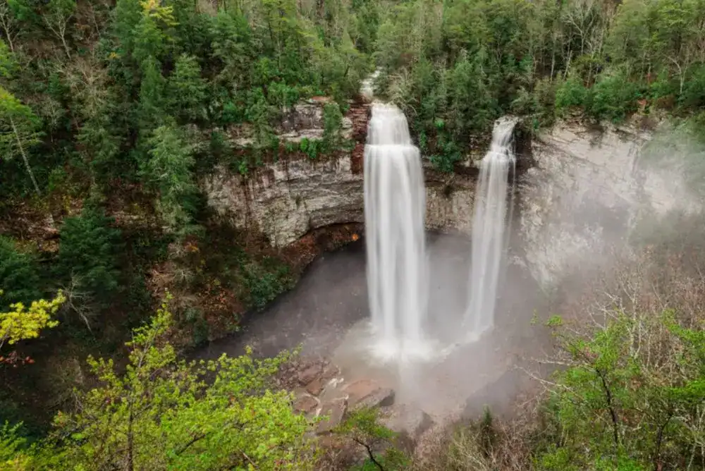 Fall Creek Falls Waterfall - easy access to viewing area while staying at Fall Creek Falls State Park in Tennessee