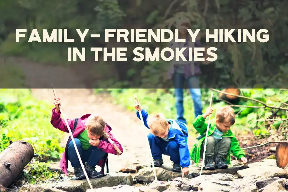 Family-friendly hiking in the Smokies with kids exploring a rocky trail