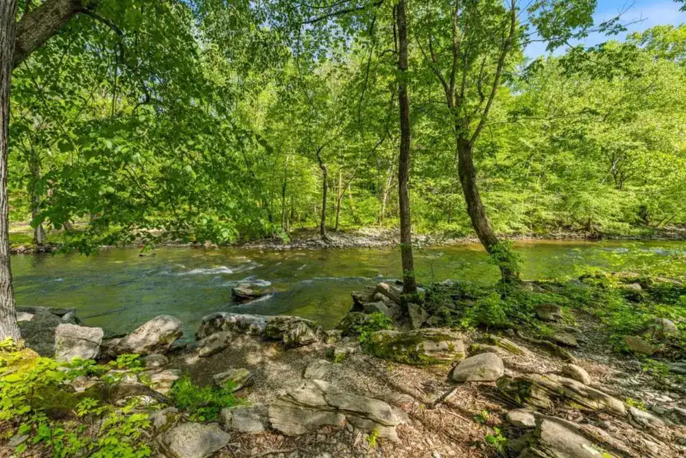Quiet rv campground in the Smoky Mountains with a shaded riverside view 